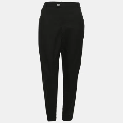 Pre-owned Chanel Black Stretch Crepe Quilted Details Riding Pants L