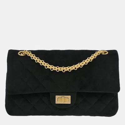 Pre-owned Chanel Black Suede 2.55 Small Classic Double Flap Shoulder Bag