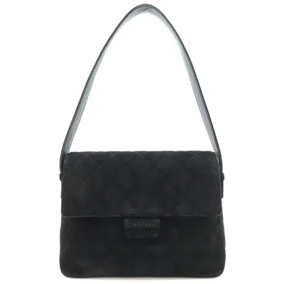 Pre-owned Chanel Black Suede Leather Handbag Shoulder Bag ()