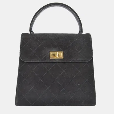 Pre-owned Chanel Black Suede Mademoiselle Lock Handbag