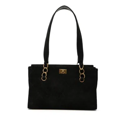 Pre-owned Chanel Black Suede Shoulder Bag Tote Bag ()
