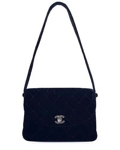 Pre-owned Chanel Black Synthetic Velvet Shoulder Bag (authentic Pre-loved)