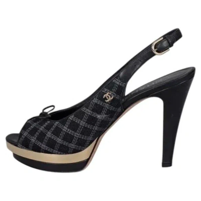 Pre-owned Chanel Black Textile Slingbacks Size 39.5