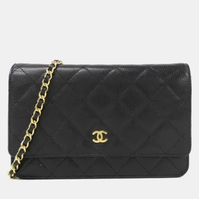 Pre-owned Chanel Black Timeless Classic Line Chain Wallet