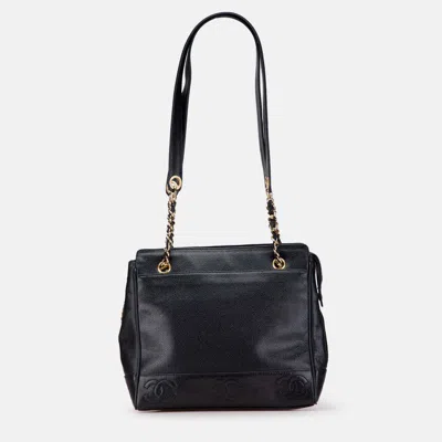 Pre-owned Chanel Black Triple Cc Caviar Shoulder Bag