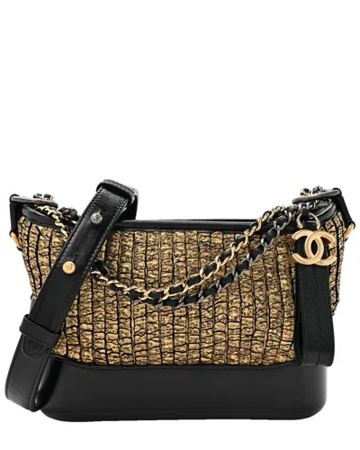 Pre-owned Chanel Black Tweed Calfskin Tweed Small Gabrielle Hobo (authentic Pre-loved)