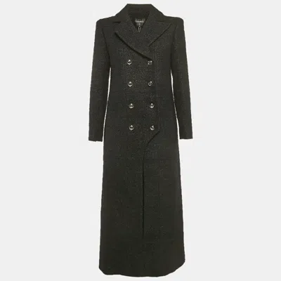 Pre-owned Chanel Black Tweed Double Breasted Coat M