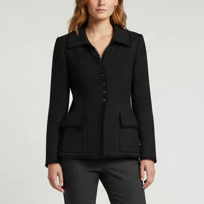 Pre-owned Chanel Black Tweed Flared Hem Long Sleeve Jacket S