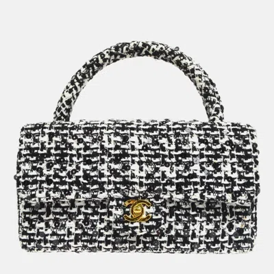 Pre-owned Chanel Black Tweed Sequins Top Handle Handbag