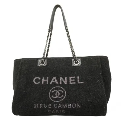 Pre-owned Chanel Black Tweed Tote Bag ()