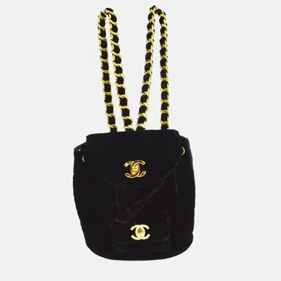 Pre-owned Chanel Black Velvet Duma Backpack Small