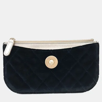 Pre-owned Chanel Black Velvet Long Wallet