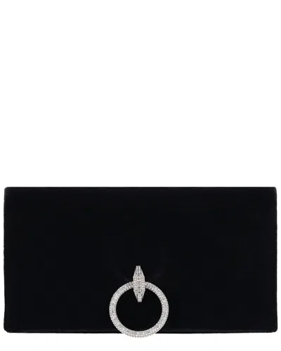 Pre-owned Chanel Black Velvet Metier Paris Rome Crystal Detailed Clutch (authentic Pre-  Loved)