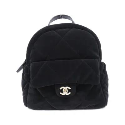 Pre-owned Chanel Black Velvet Nylon Backpack ()