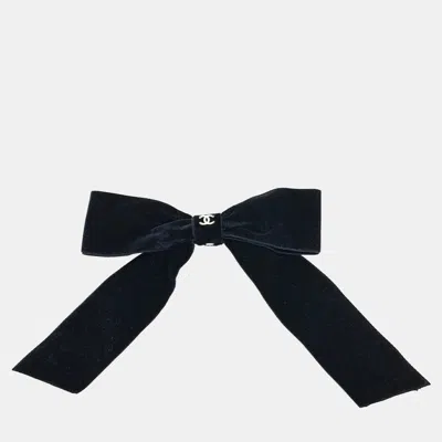 Pre-owned Chanel Black Velvet Ribbon Hairpin