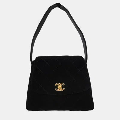 Pre-owned Chanel Black Velvet Shoulder Bag