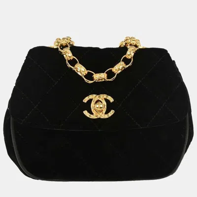 Pre-owned Chanel Black Velvet Shoulder Bag