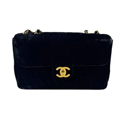 Pre-owned Chanel Black Velvet Shoulder Bag ()