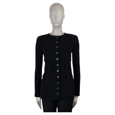 Pre-owned Chanel Black Viscose 19s Four Pocket Fitted Crepe Jacket 34 Xxs