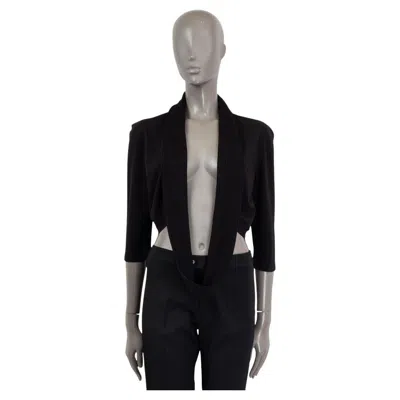 Pre-owned Chanel Black Viscose 2006 06c Open Bolero Cardigan Sweater 42 L