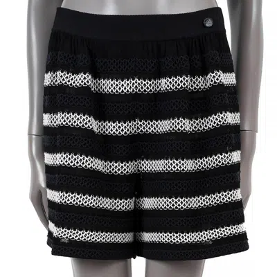 Pre-owned Chanel Black Viscose 2020 20a 31 Rue Cambon Striped Knit Shorts Pants 40 M