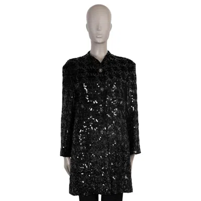 Pre-owned Chanel Black Viscose 22k Sequin Tweed Coat Jacket 40 M