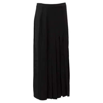 Pre-owned Chanel Black Viscose Blend Pleated A-line Maxi Skirt S