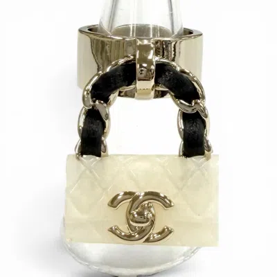 Pre-owned Chanel Black White Band Ring () In Multi