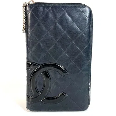Pre-owned Chanel Black White Cambon Ligne Long Wallet (bi-fold) () In Multi