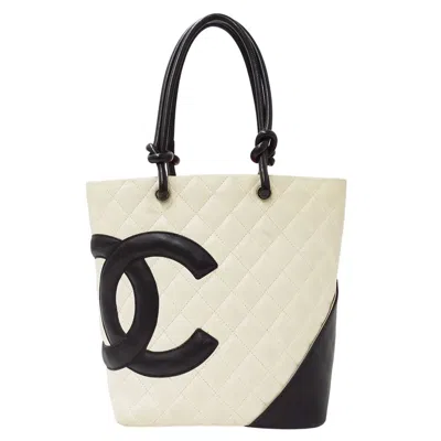Pre-owned Chanel Black White Cambon Ligne Tote Bag () In Multi