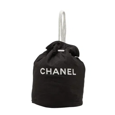 Pre-owned Chanel Black White Canvas Vinyl Shoulder Bag () In Multi
