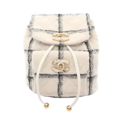 Pre-owned Chanel Black White Fabric Backpack () In Multi