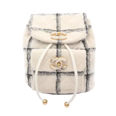 Pre-owned Chanel Black White Fabric Backpack () In Multi