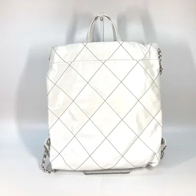 Pre-owned Chanel Black White Leather Backpack () In Black, White