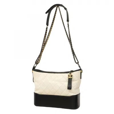 Pre-owned Chanel Black White Leather Shoulder Bag ()