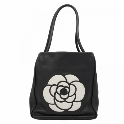 Pre-owned Chanel Black White Leather Tote Bag () In Multi