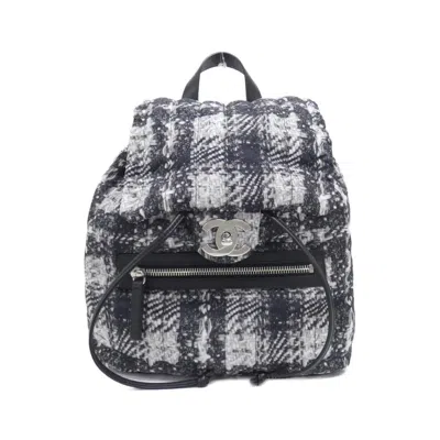 Pre-owned Chanel Black White Nylon Backpack () In Black, White