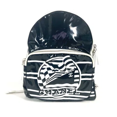 Pre-owned Chanel Black White Pvc Backpack () In Multi
