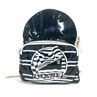 Pre-owned Chanel Black White Pvc Backpack () In Black, White