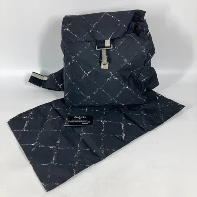 Pre-owned Chanel Black White Travel Line Backpack () In Black, White