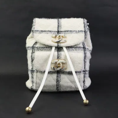 Pre-owned Chanel Black White Tweed Backpack () In Black, White