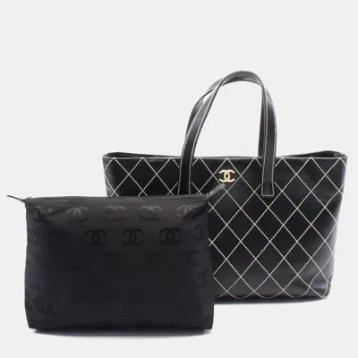Pre-owned Chanel Black Wild Stitch Leather Tote Bag Cc