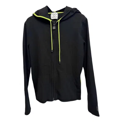 Pre-owned Chanel Black Wood Hoodie Zip Sweater