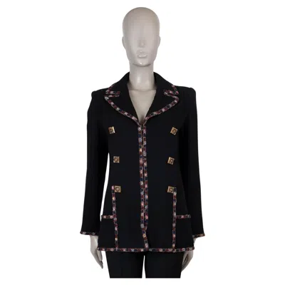 Pre-owned Chanel Black Wool 11a Byzance Embroidered Tweed Jacket 40 M
