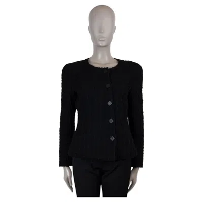 Pre-owned Chanel Black Wool 11k Collarless Tweed Jacket 40 M