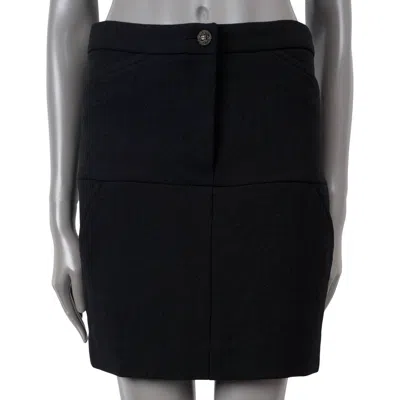 Pre-owned Chanel Black Wool 2012 12k Four Pocket Mini Skirt 42 L