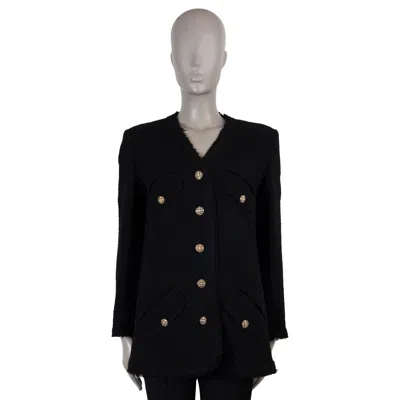 Pre-owned Chanel Black Wool 20a Rue Cambon Fringe Tweed Jacket 40 M