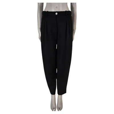 Pre-owned Chanel Black Wool 22a Florence Pleated Pants 38 S