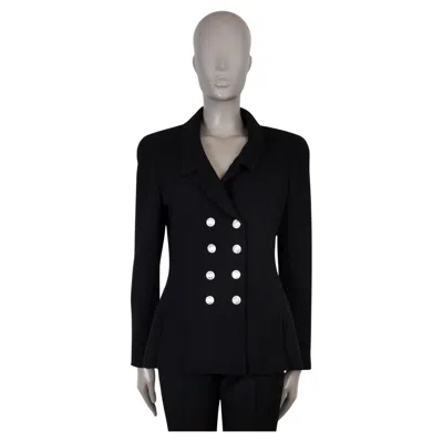 Pre-owned Chanel Black Wool 97p Double Breasted Terry Blazer Jacket 42 L