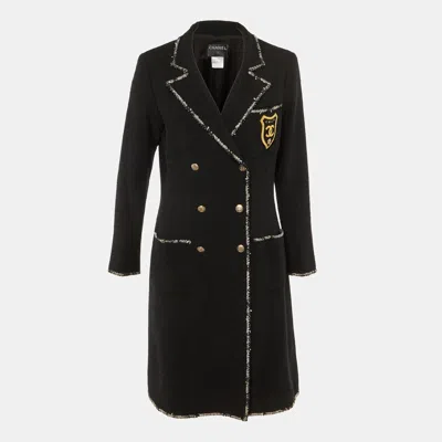 Pre-owned Chanel Black Wool Double Breasted Coat L